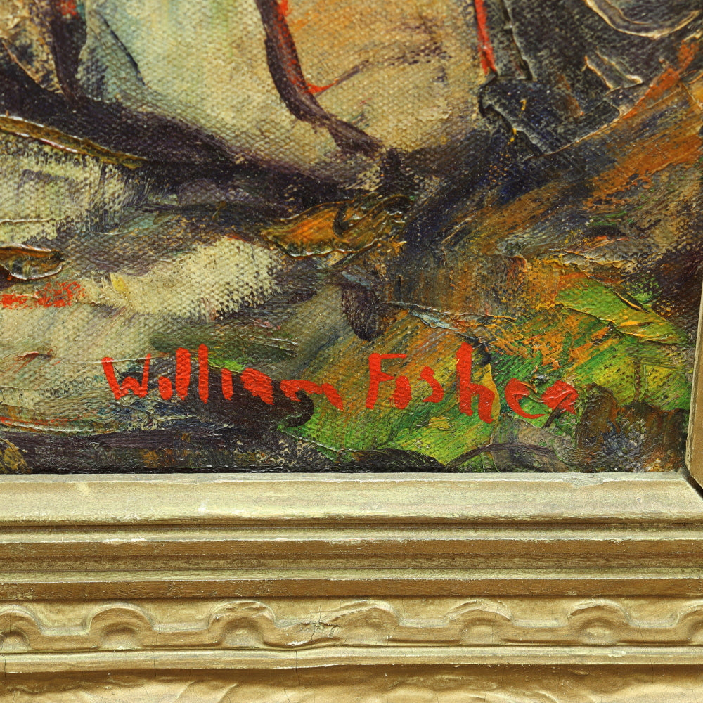 AW292: William Fisher "Flat Rock Brook" American Impressionist Oil on Canvas Painting