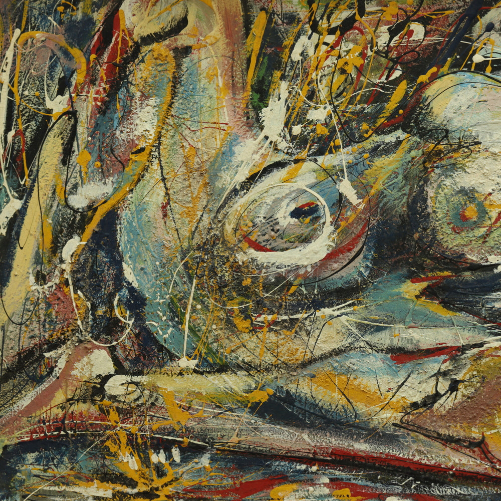 AW435: John William Kennedy - Abstract Nude - Oil on Board