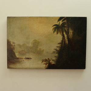 AW802: Norton Bush "Tropical Lagoon" 19th Century Oil on Canvas