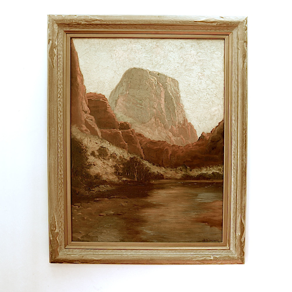AW097: Dey de Ribcowsky "Red Rock Country" Oil on Canvas on Board Painting
