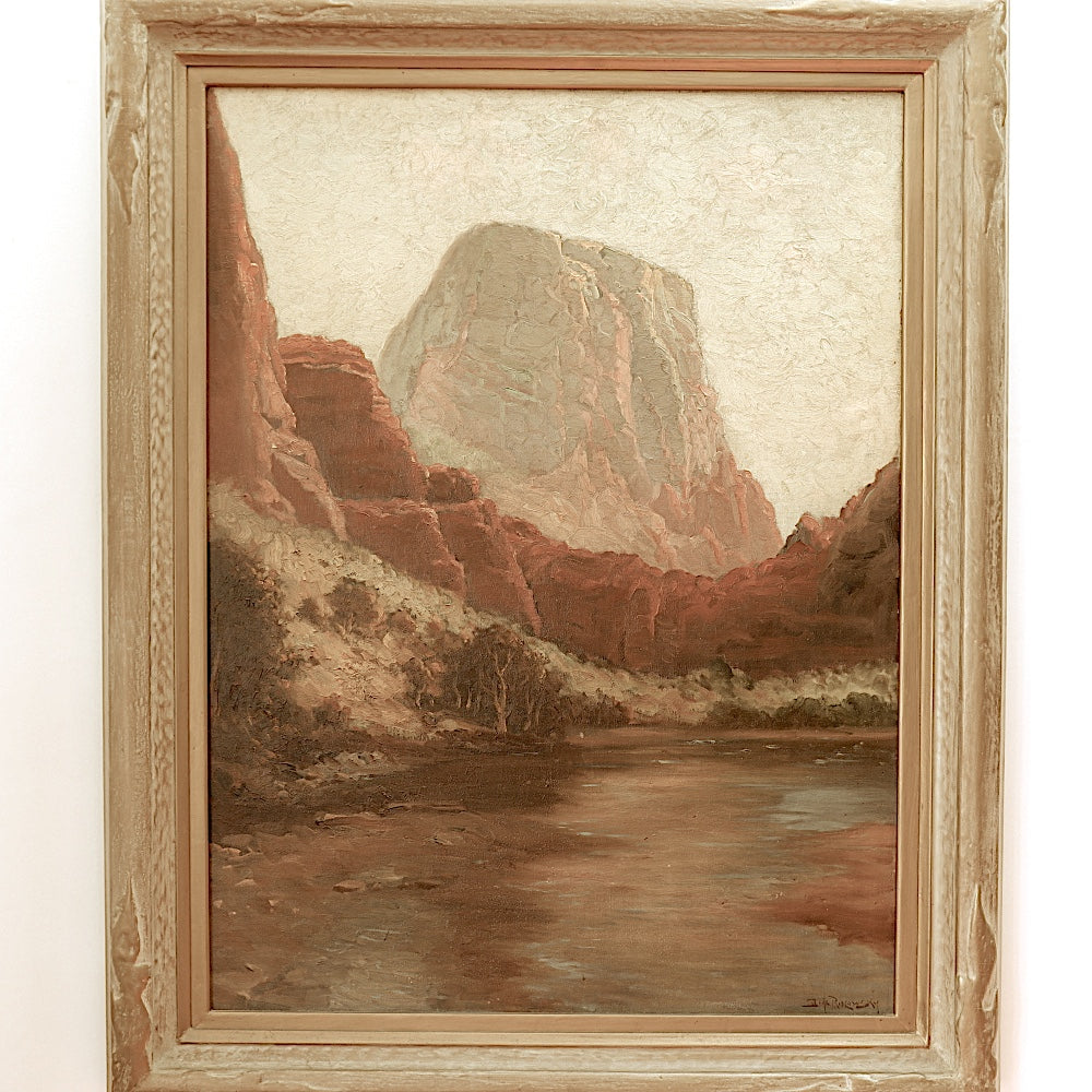 AW097: Dey de Ribcowsky "Red Rock Country" Oil on Canvas on Board Painting