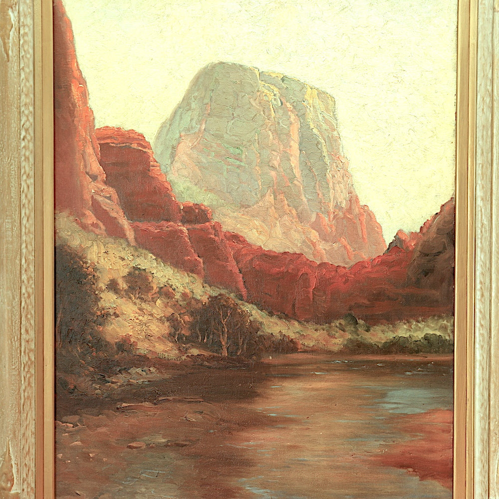 AW097: Dey de Ribcowsky "Red Rock Country" Oil on Canvas on Board Painting