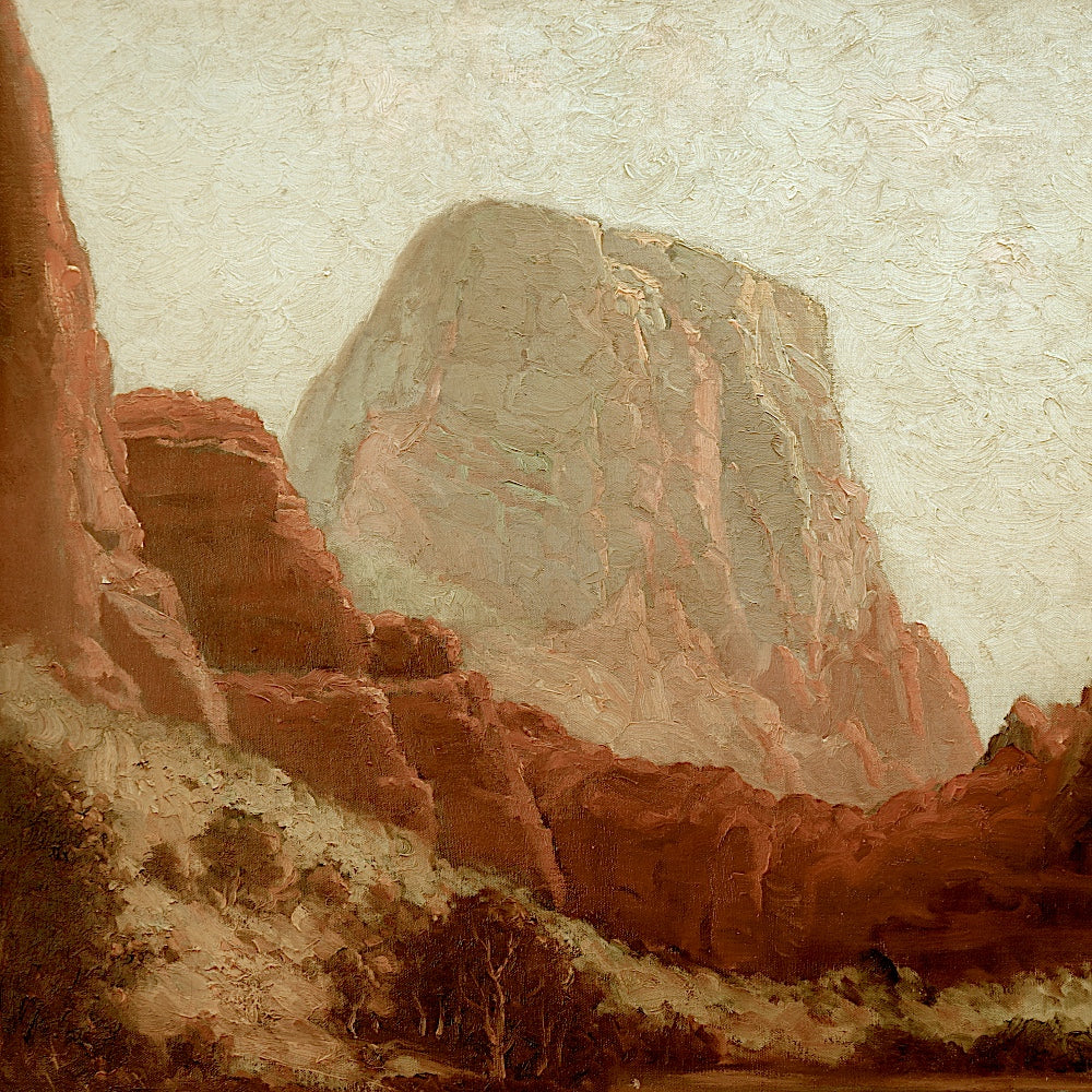 AW097: Dey de Ribcowsky "Red Rock Country" Oil on Canvas on Board Painting