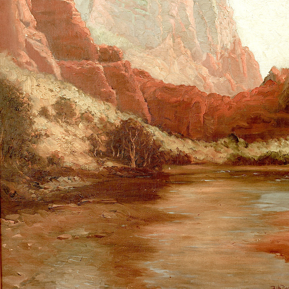 AW097: Dey de Ribcowsky "Red Rock Country" Oil on Canvas on Board Painting
