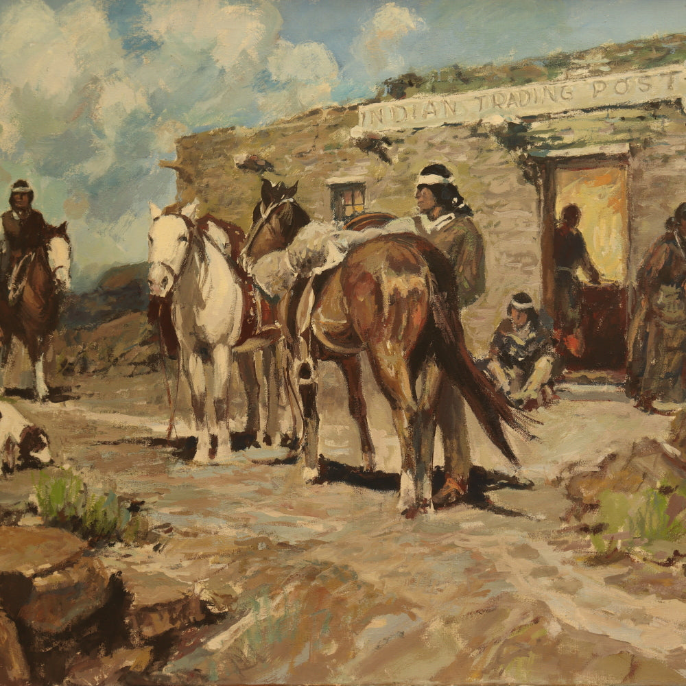 AW148: Indian Trading Post Oil on Canvas Signed SB-71