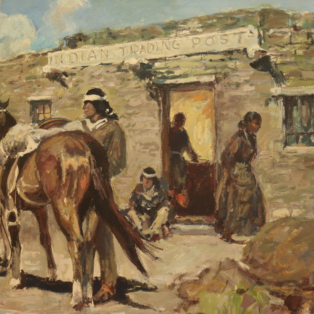 AW148: Indian Trading Post Oil on Canvas Signed SB-71