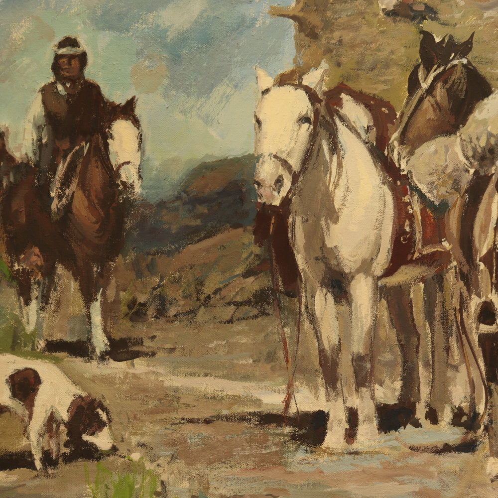 AW148: Indian Trading Post Oil on Canvas Signed SB-71