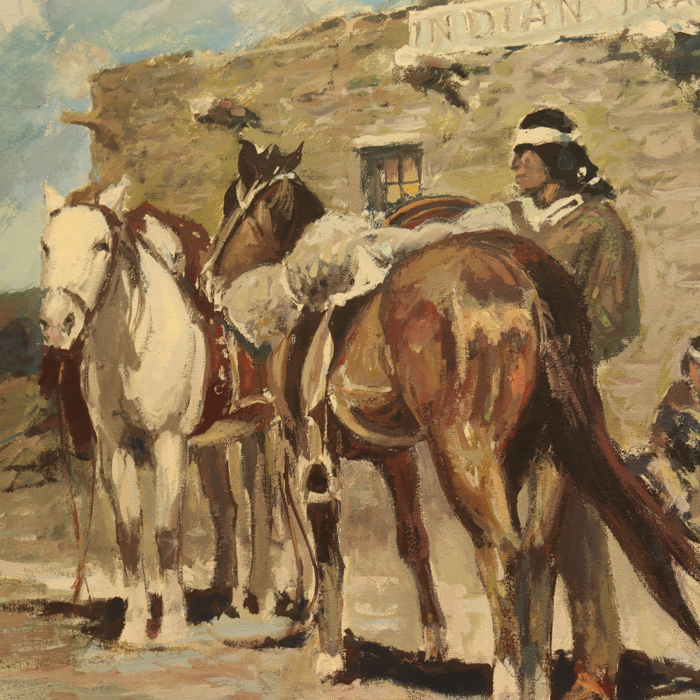 AW148: Indian Trading Post Oil on Canvas Signed SB-71