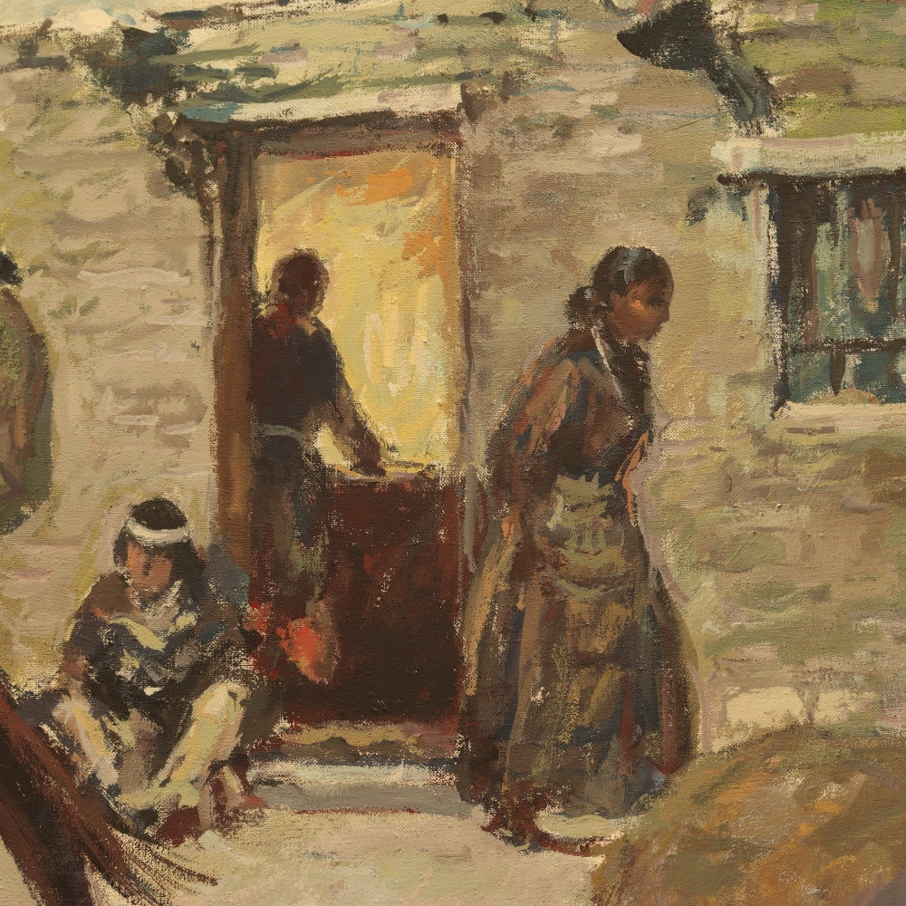 AW148: Indian Trading Post Oil on Canvas Signed SB-71