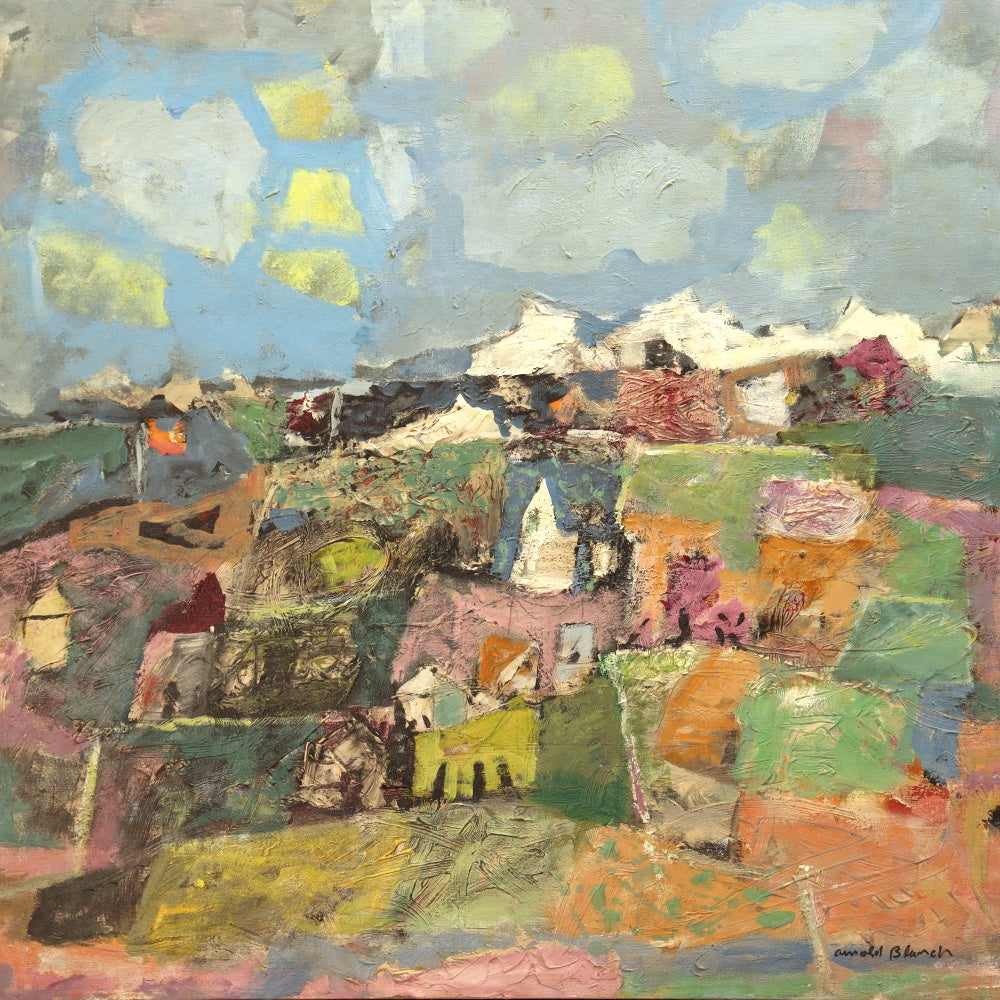 AW373: Arnold Blanch WPA ArtistAbstract Landscape Oil on Canvas