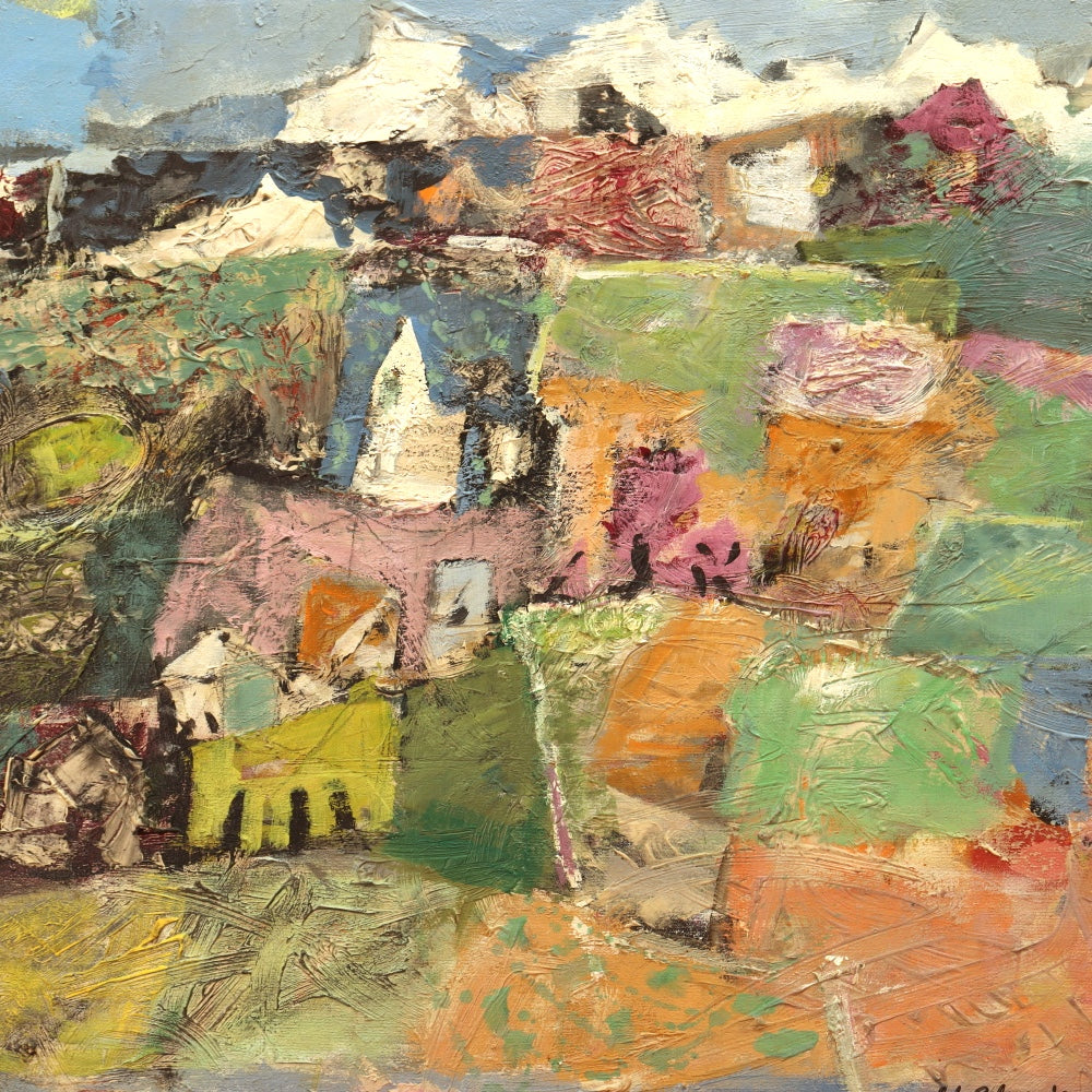 AW373: Arnold Blanch WPA ArtistAbstract Landscape Oil on Canvas