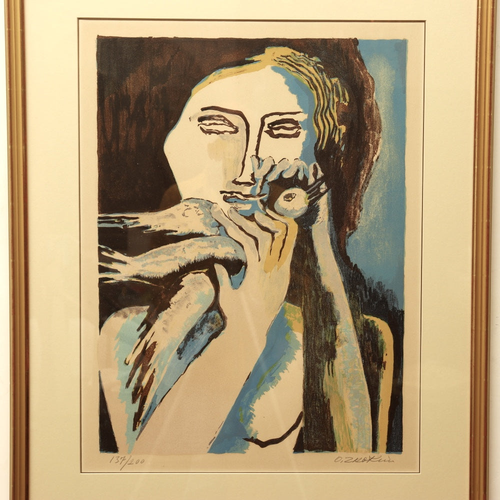 AW9-036: Ossip Zadkine "Woman With Dove" Serigraph
