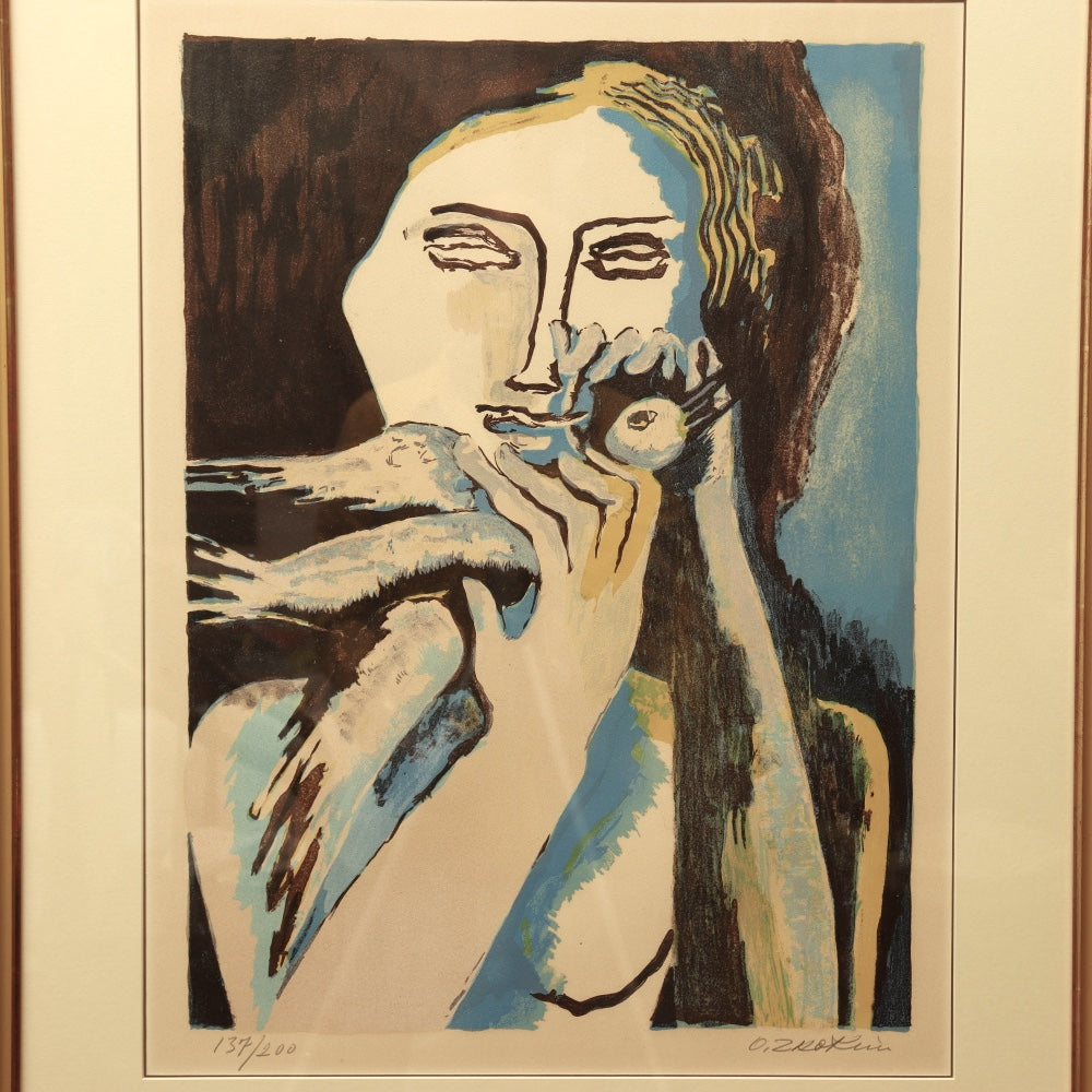 AW9-036: Ossip Zadkine "Woman With Dove" Serigraph