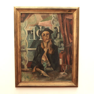 AW286:  Alexander Osmyorkin (Attributed) "In a Cafe (Portrait of the Artist's Wife)" Circa 1919
