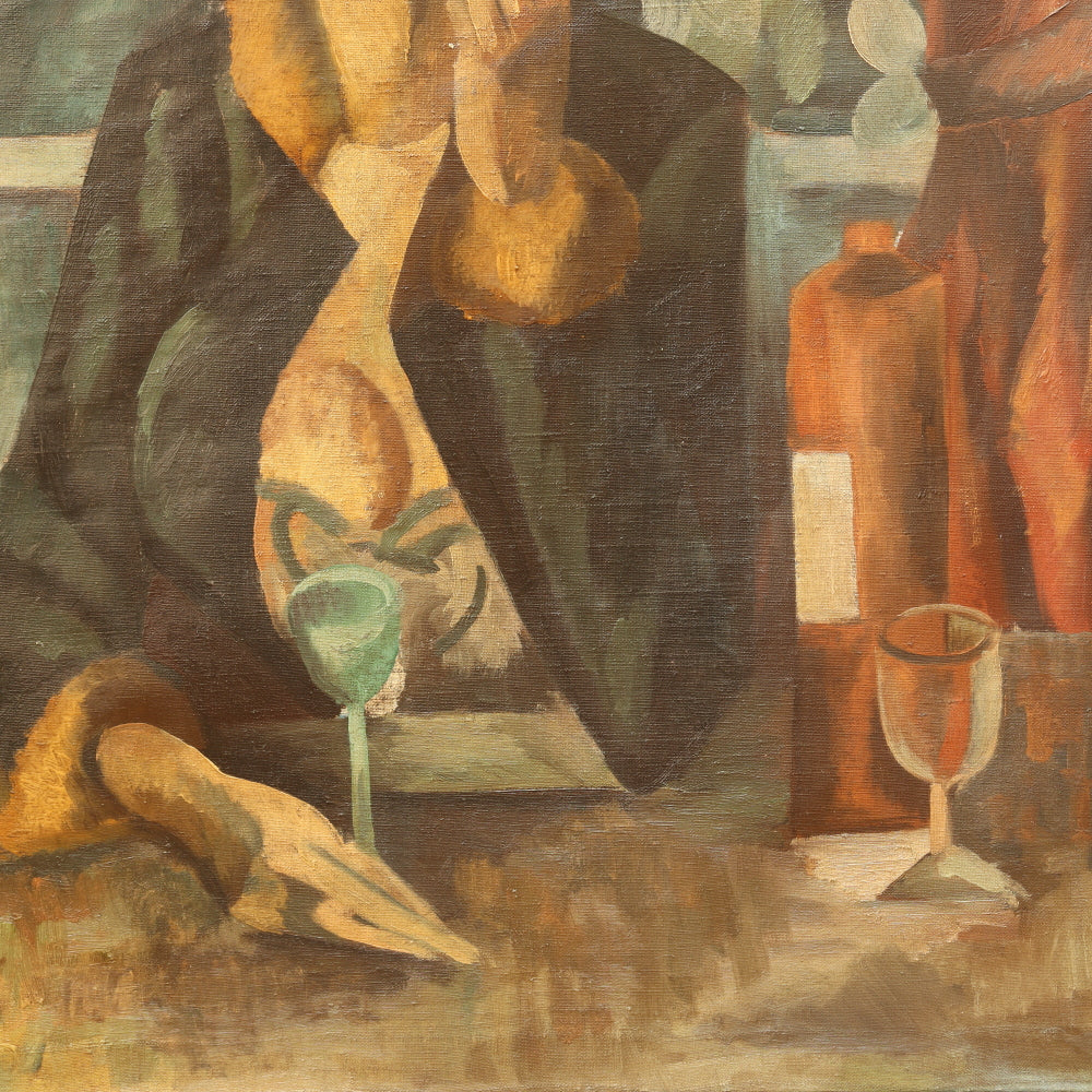 AW286:  Alexander Osmyorkin (Attributed) "In a Cafe (Portrait of the Artist's Wife)" Circa 1919