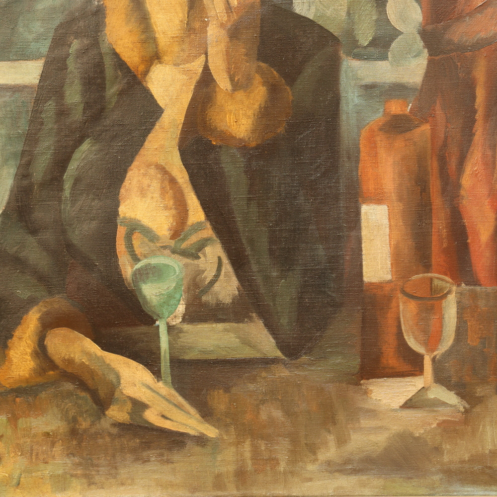 AW286:  Alexander Osmyorkin (Attributed) "In a Cafe (Portrait of the Artist's Wife)" Circa 1919