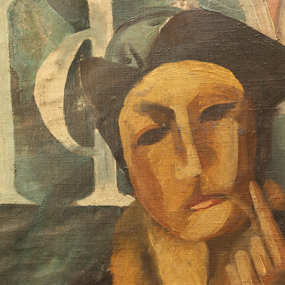 AW286:  Alexander Osmyorkin (Attributed) "In a Cafe (Portrait of the Artist's Wife)" Circa 1919