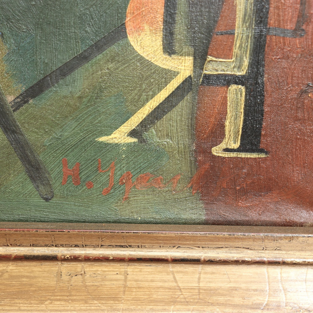AW287: Nadejda Oudaltsova (Attributed) Constructivist Composition Oil on Canvas