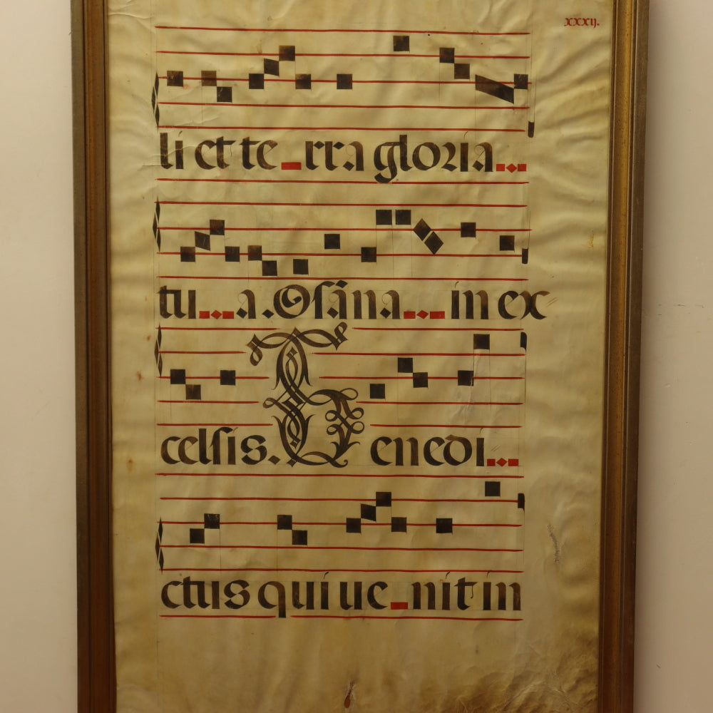 AW6-420: 16th Century Latin Gregorian Aniphonal Manuscript With Illuminated Letters