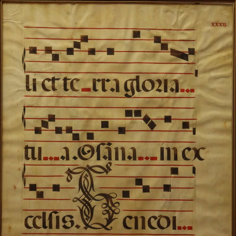 AW6-420: 16th Century Latin Gregorian Aniphonal Manuscript With Illuminated Letters