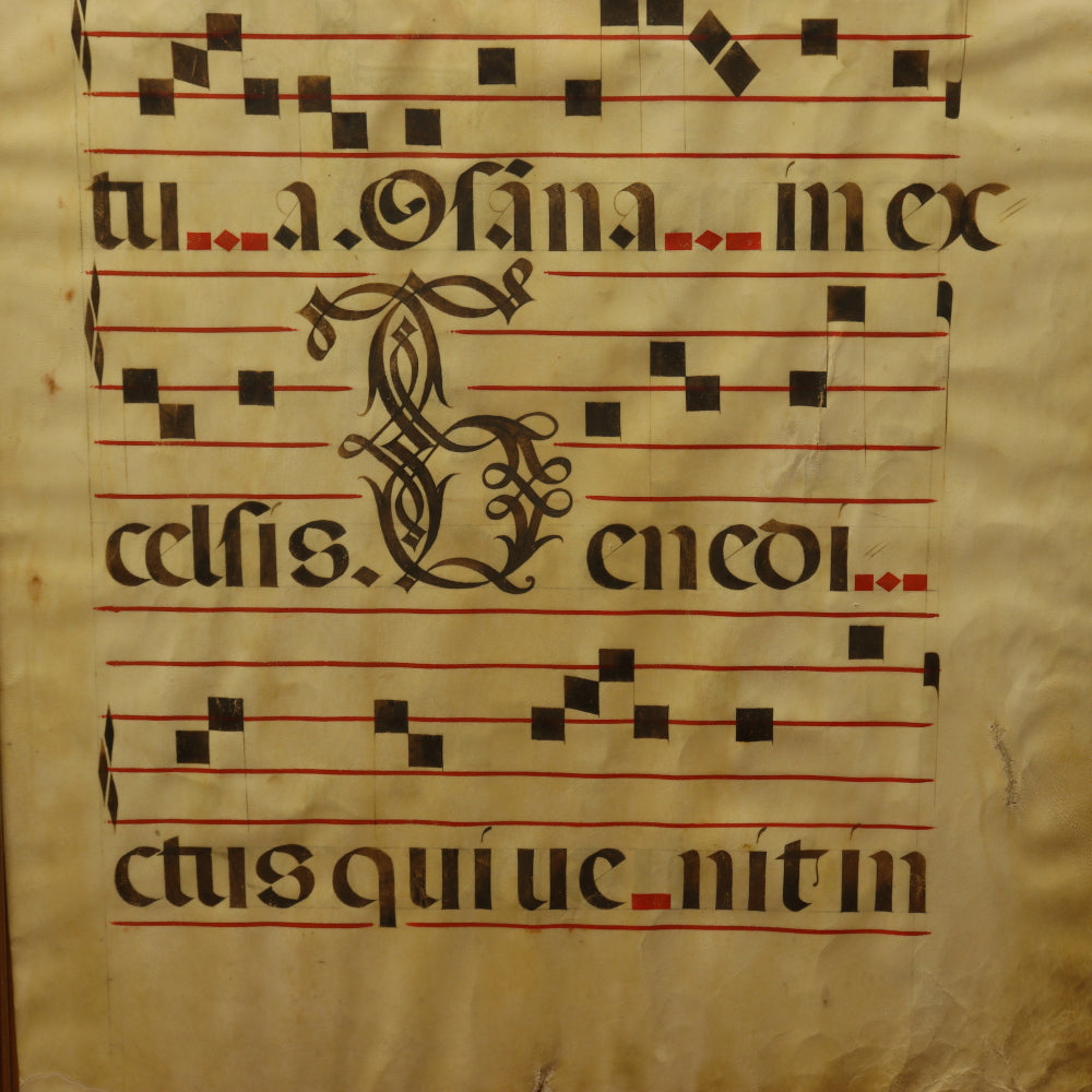 AW6-420: 16th Century Latin Gregorian Aniphonal Manuscript With Illuminated Letters