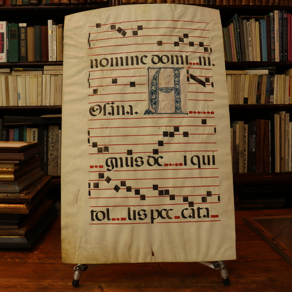 AW6-420: 16th Century Latin Gregorian Aniphonal Manuscript With Illuminated Letters