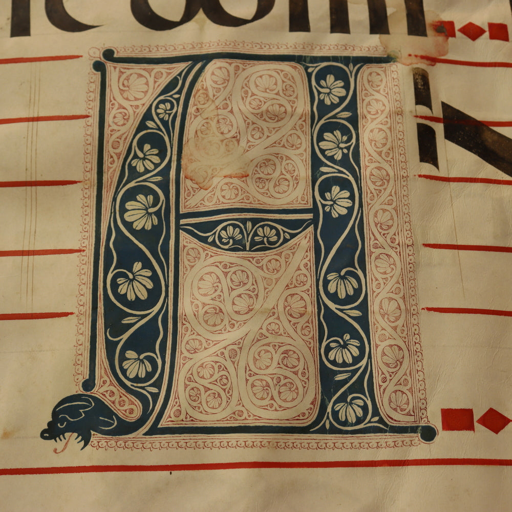 AW6-420: 16th Century Latin Gregorian Aniphonal Manuscript With Illuminated Letters