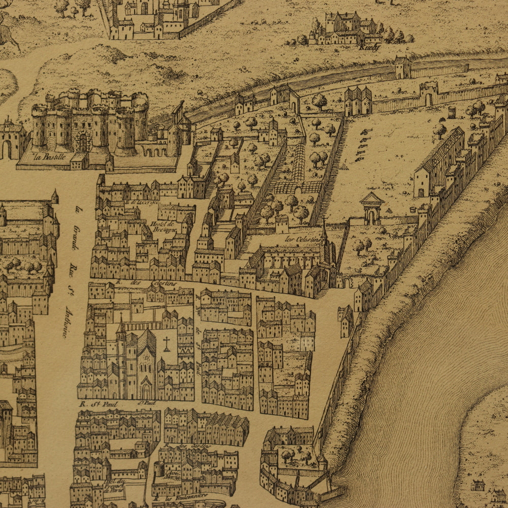 AW7-028: Guillaume Dheulland Plan en Perspective, De La Ville De Paris telle qu'ell etoit sous le Regne de Charles IX . . .