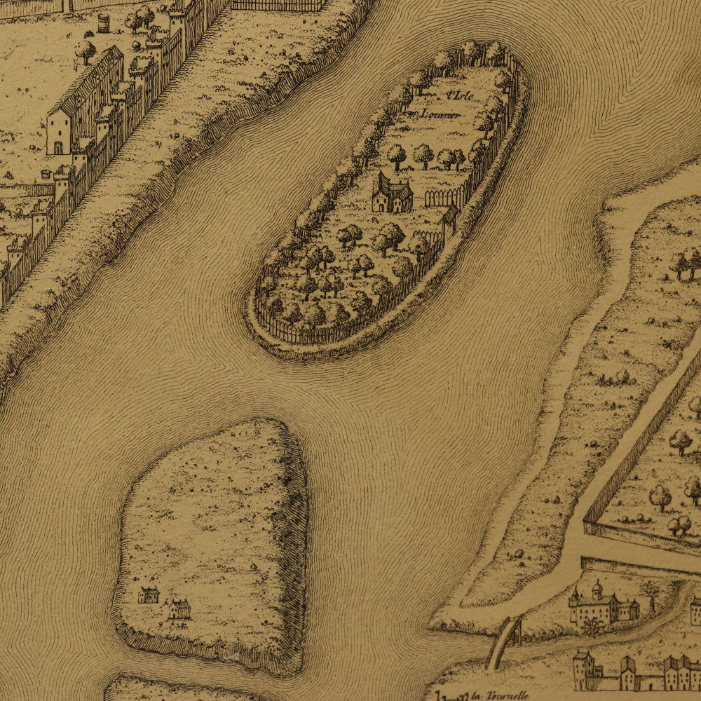 AW7-028: Guillaume Dheulland Plan en Perspective, De La Ville De Paris telle qu'ell etoit sous le Regne de Charles IX . . .