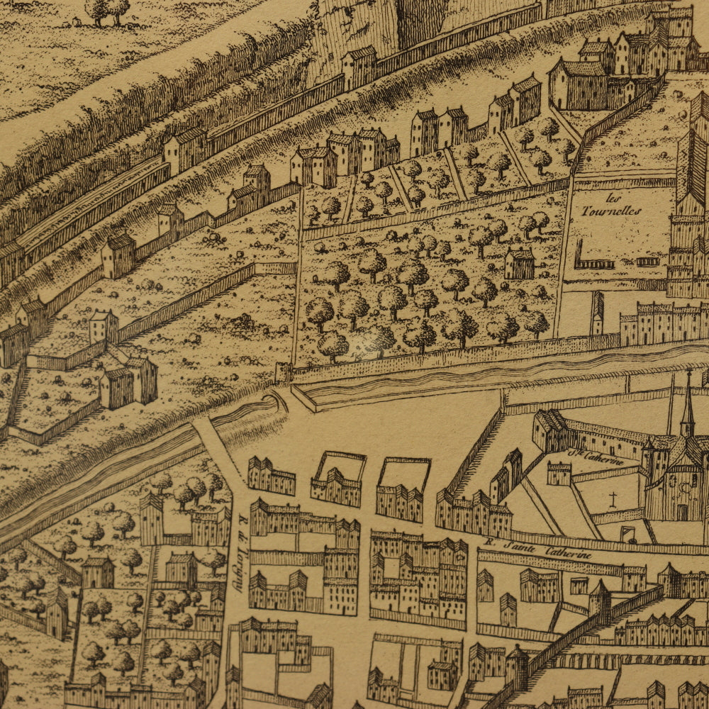 AW7-028: Guillaume Dheulland Plan en Perspective, De La Ville De Paris telle qu'ell etoit sous le Regne de Charles IX . . .