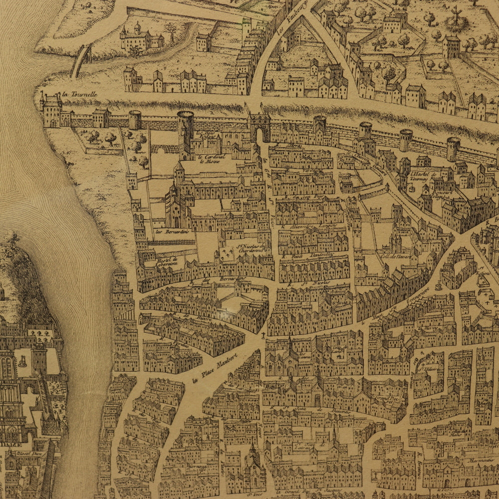 AW7-028: Guillaume Dheulland Plan en Perspective, De La Ville De Paris telle qu'ell etoit sous le Regne de Charles IX . . .