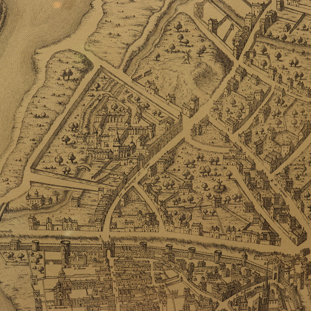 AW7-028: Guillaume Dheulland Plan en Perspective, De La Ville De Paris telle qu'ell etoit sous le Regne de Charles IX . . .