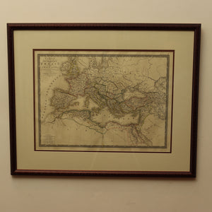 AW7-029: Original 1822 Colored Etching Map of the Roman Empire Under Constantine by A.H. Brue, Geographer