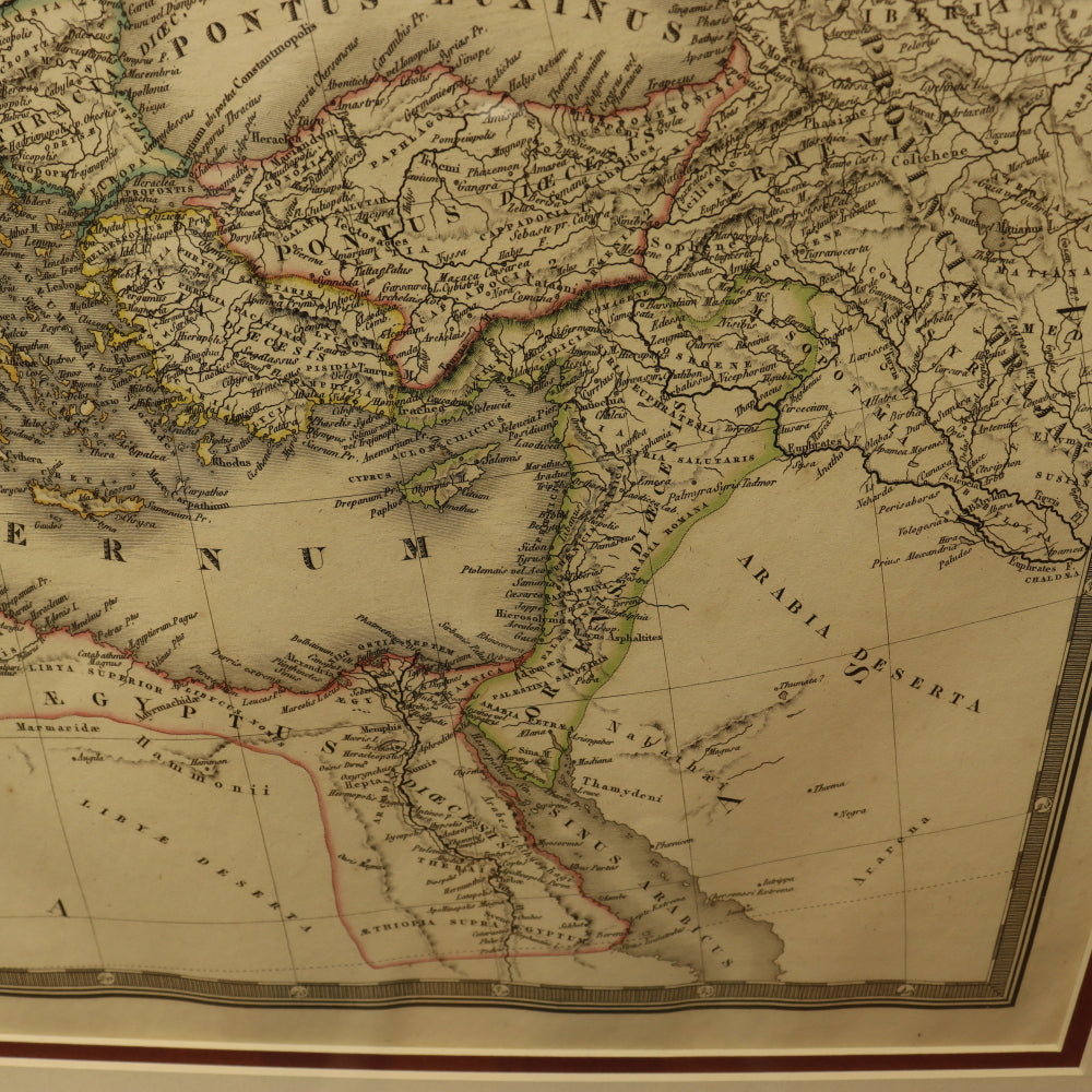 AW7-029: Original 1822 Colored Etching Map of the Roman Empire Under Constantine by A.H. Brue, Geographer