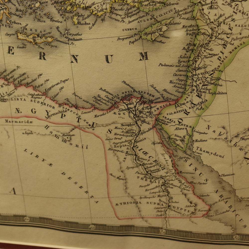 AW7-029: Original 1822 Colored Etching Map of the Roman Empire Under Constantine by A.H. Brue, Geographer