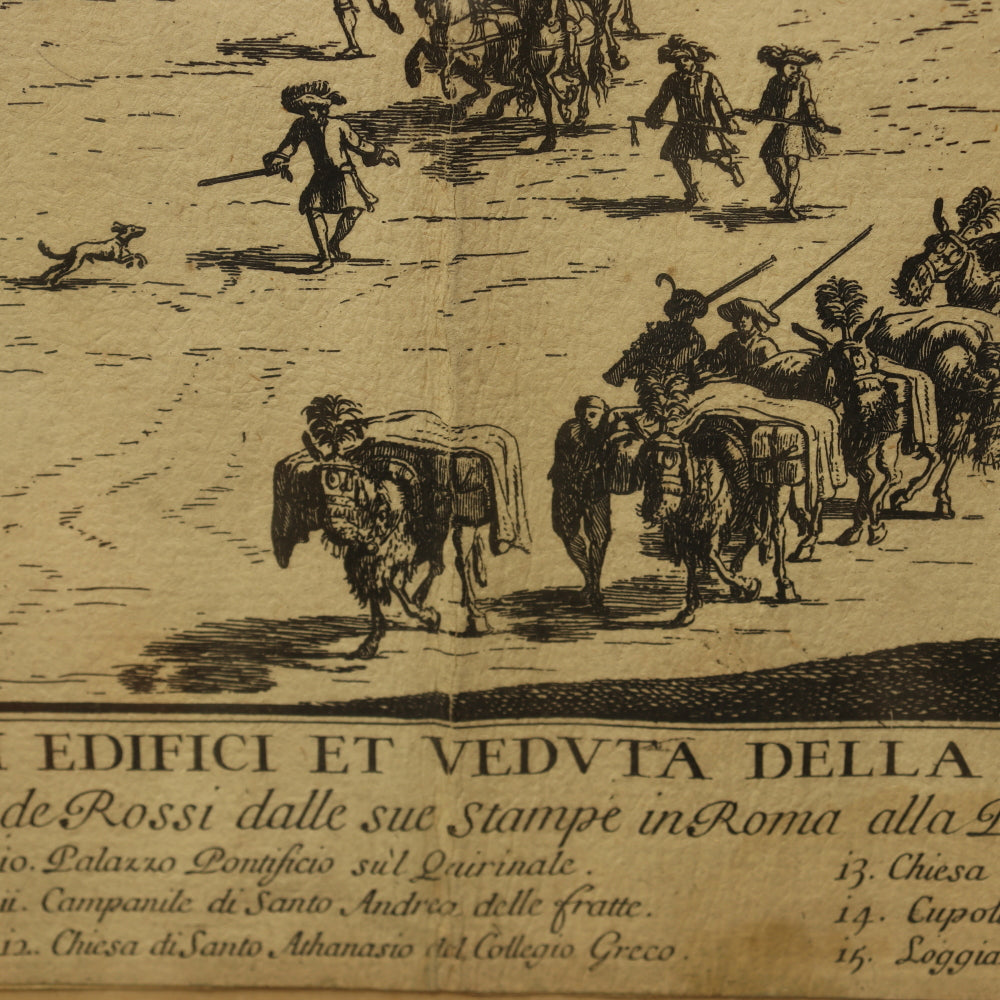 AW7-018: Antique 1692 Etching La Piazza del Popolo G. Wouters / Domenico de' Rossi