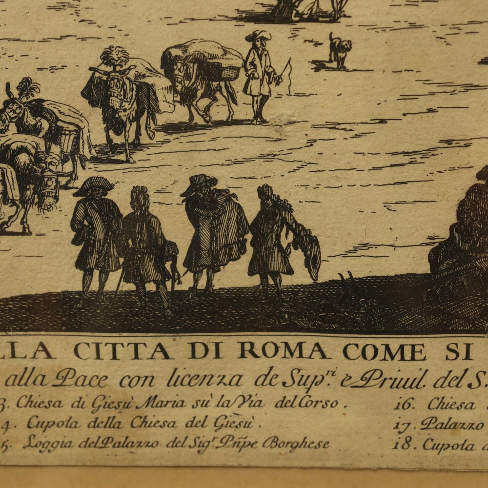AW7-018: Antique 1692 Etching La Piazza del Popolo G. Wouters / Domenico de' Rossi