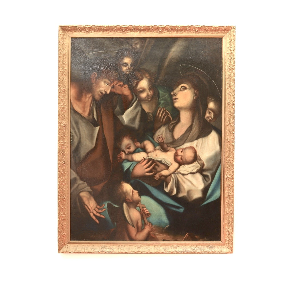 After Bernardino Luini Antique 19th Century Oil Painting Adoration of Christ | Work of Man