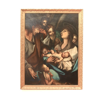 After Bernardino Luini Antique 19th Century Oil Painting Adoration of Christ | Work of Man