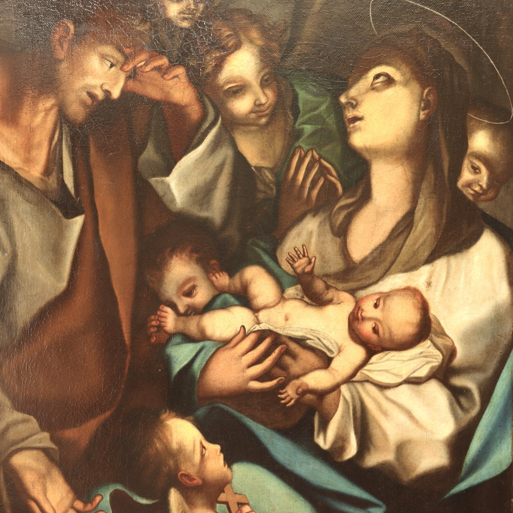 AW817: After Bernardino Luini Antique 19th Century Oil Painting Adoration of Christ