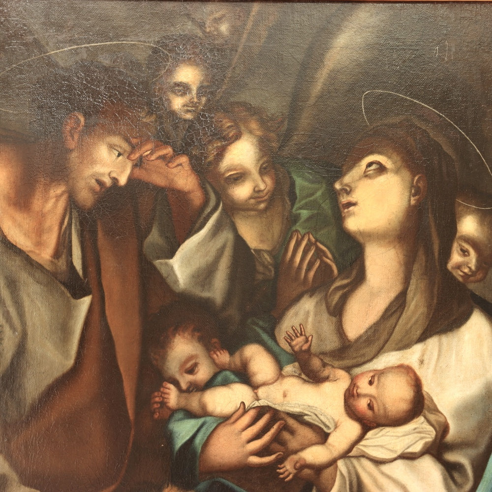 AW817: After Bernardino Luini Antique 19th Century Oil Painting Adoration of Christ