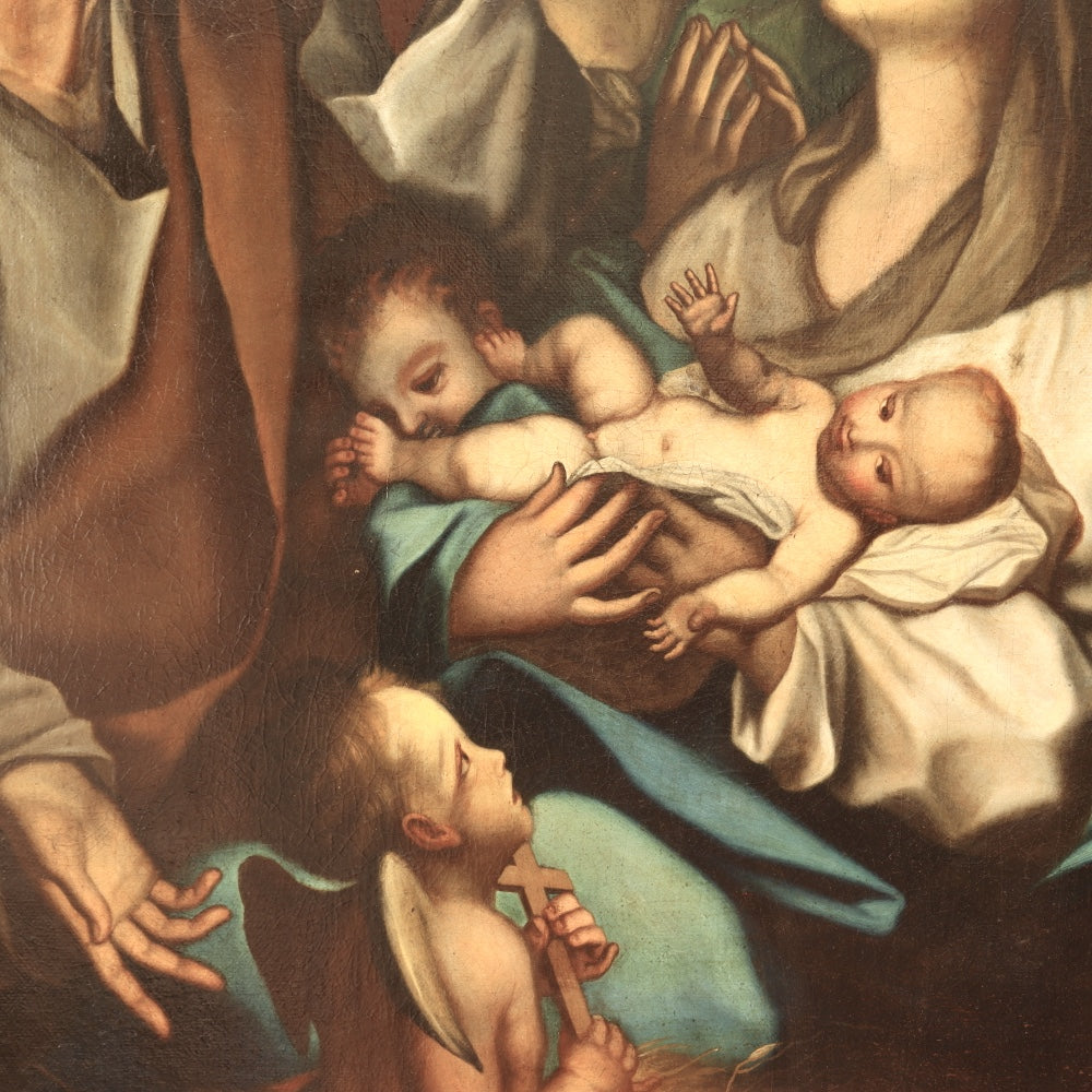 AW817: After Bernardino Luini Antique 19th Century Oil Painting Adoration of Christ