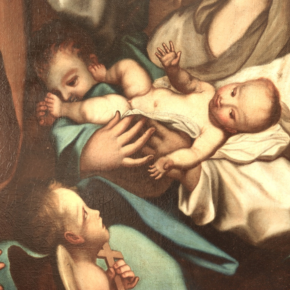 AW817: After Bernardino Luini Antique 19th Century Oil Painting Adoration of Christ