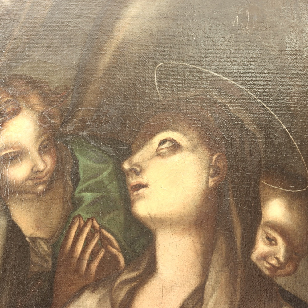 AW817: After Bernardino Luini Antique 19th Century Oil Painting Adoration of Christ