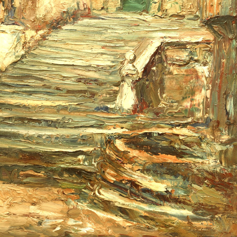 AW819: Manuel Cuberos Historic Architecture Oil on Canvas Painting