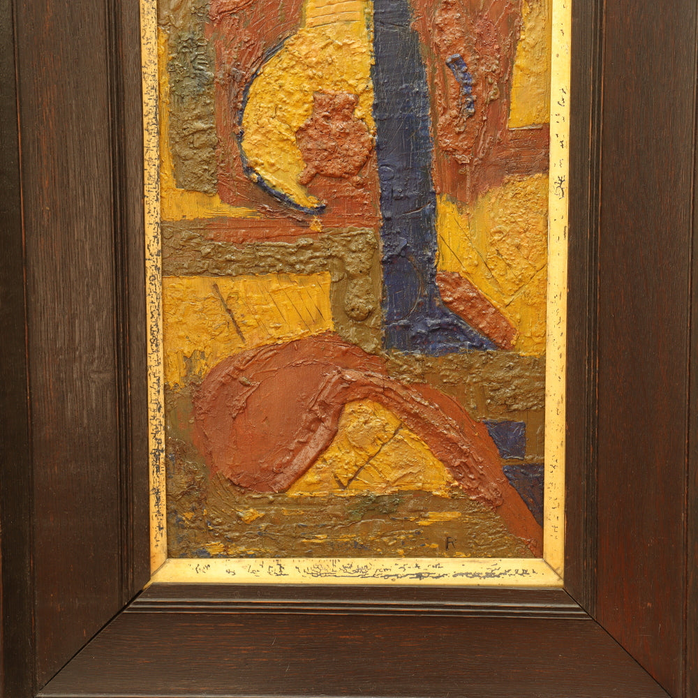 AW821: Early 20th Century Heavy Impasto Abstract Oil on Board Painting