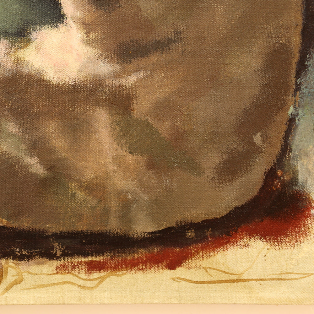 AW444: 1940's WPA Impressionist Portrait of a Young Girl  Oil on Canvas Painting