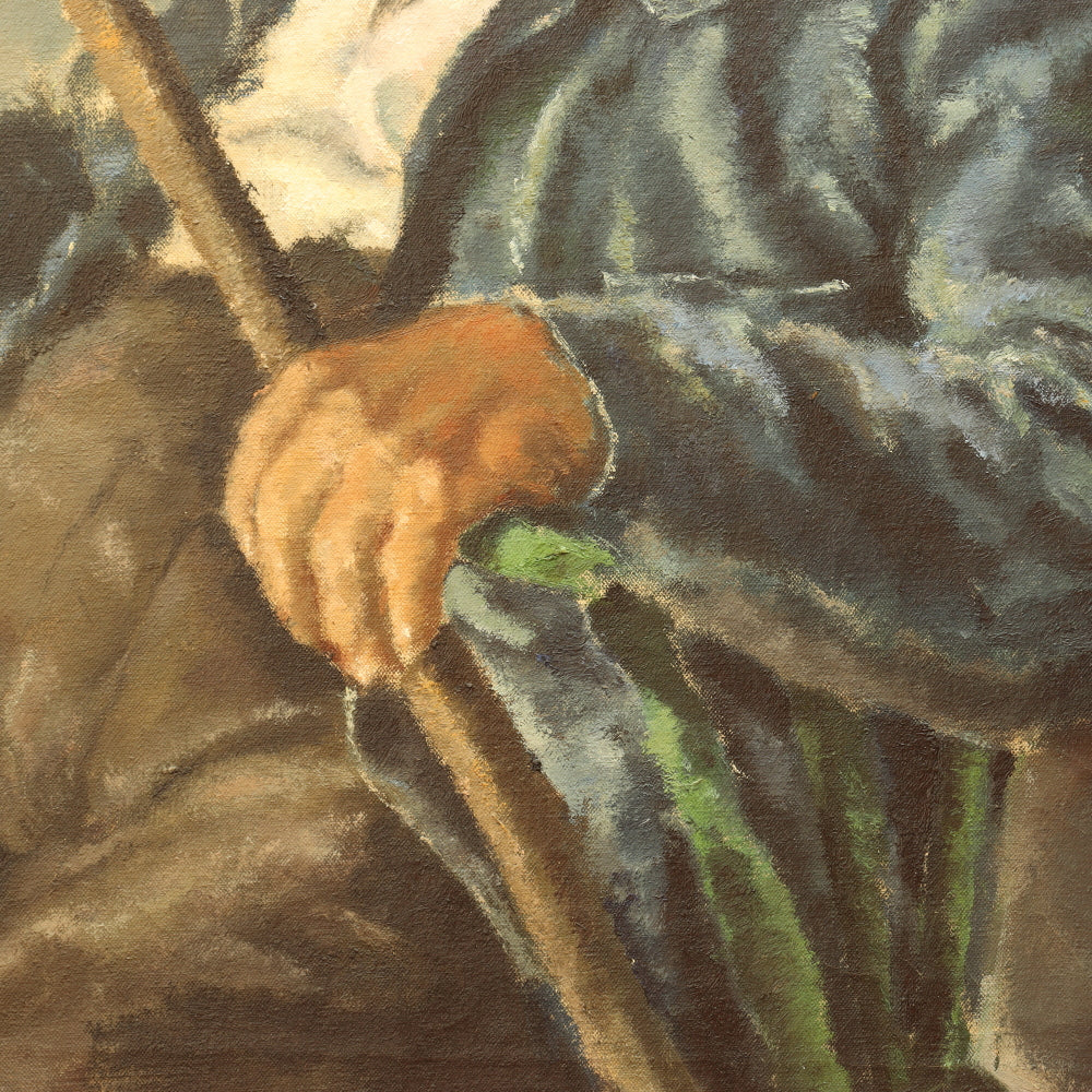 AW443: 1940's WPA Impressionist Portrait of a Retired Gentleman Oil on Canvas Painting