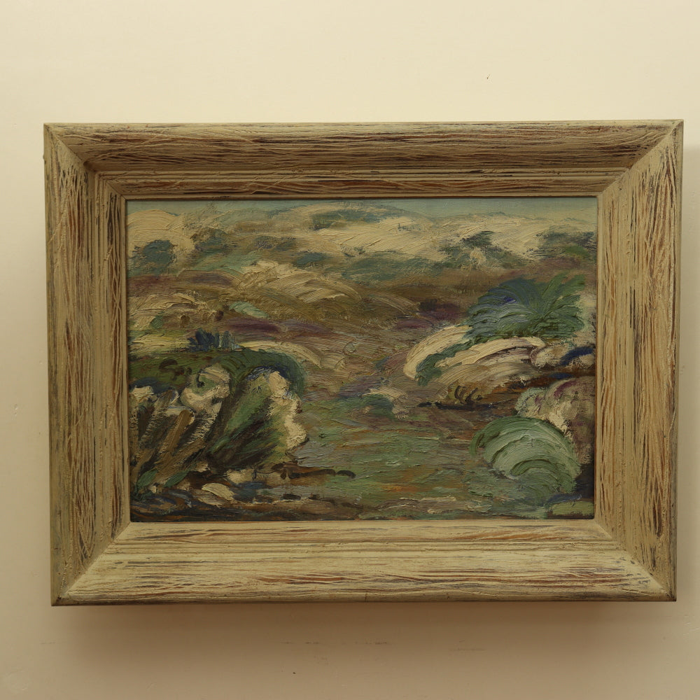 AW825: Modernist Impasto Impressionist Landscape Oil on Board Painting