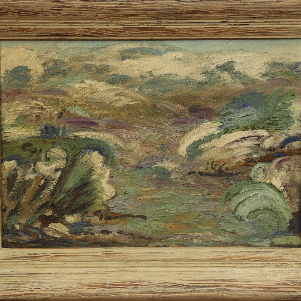AW825: Modernist Impasto Impressionist Landscape Oil on Board Painting